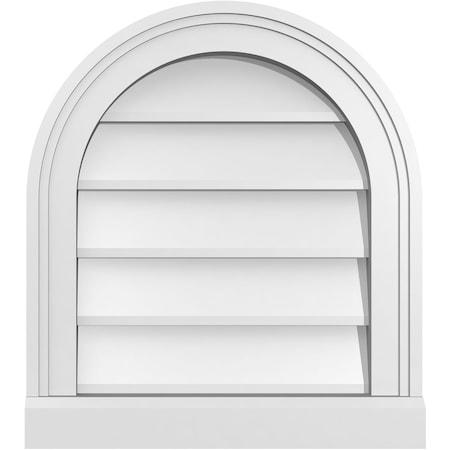Ekena Millwork Round Top Surface Mount PVC Gable Vent w/ 2"W x 2"P Brickmould Sill Frame, 16"W x 18"H GVPRT16X1803SN